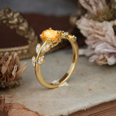 1 Carat Oval Cut 4 Prong Citrine Nature Inspired Engagement Ring
